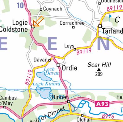map of Logie Coldstone